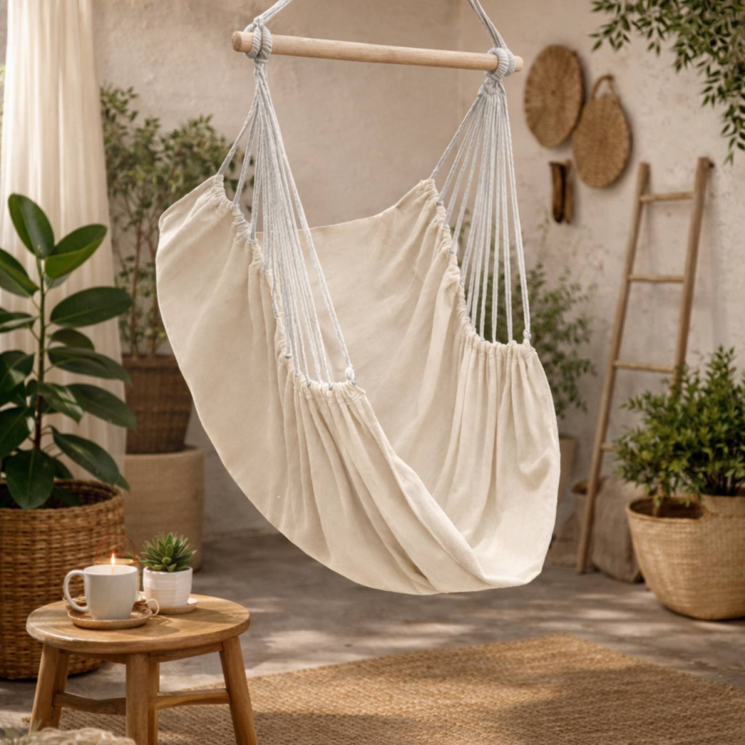 Linxor - Chaise hamac suspendue avec système d'attache - Beige - Linxor - Imagen 4