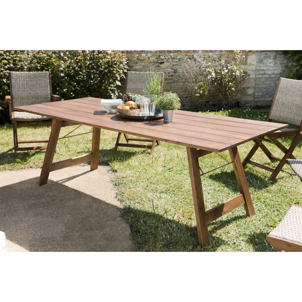 Macabane - VICK - Table de jardin 6/8 pers. rect. 220x90 cm bois acacia huilé - Imagen 5