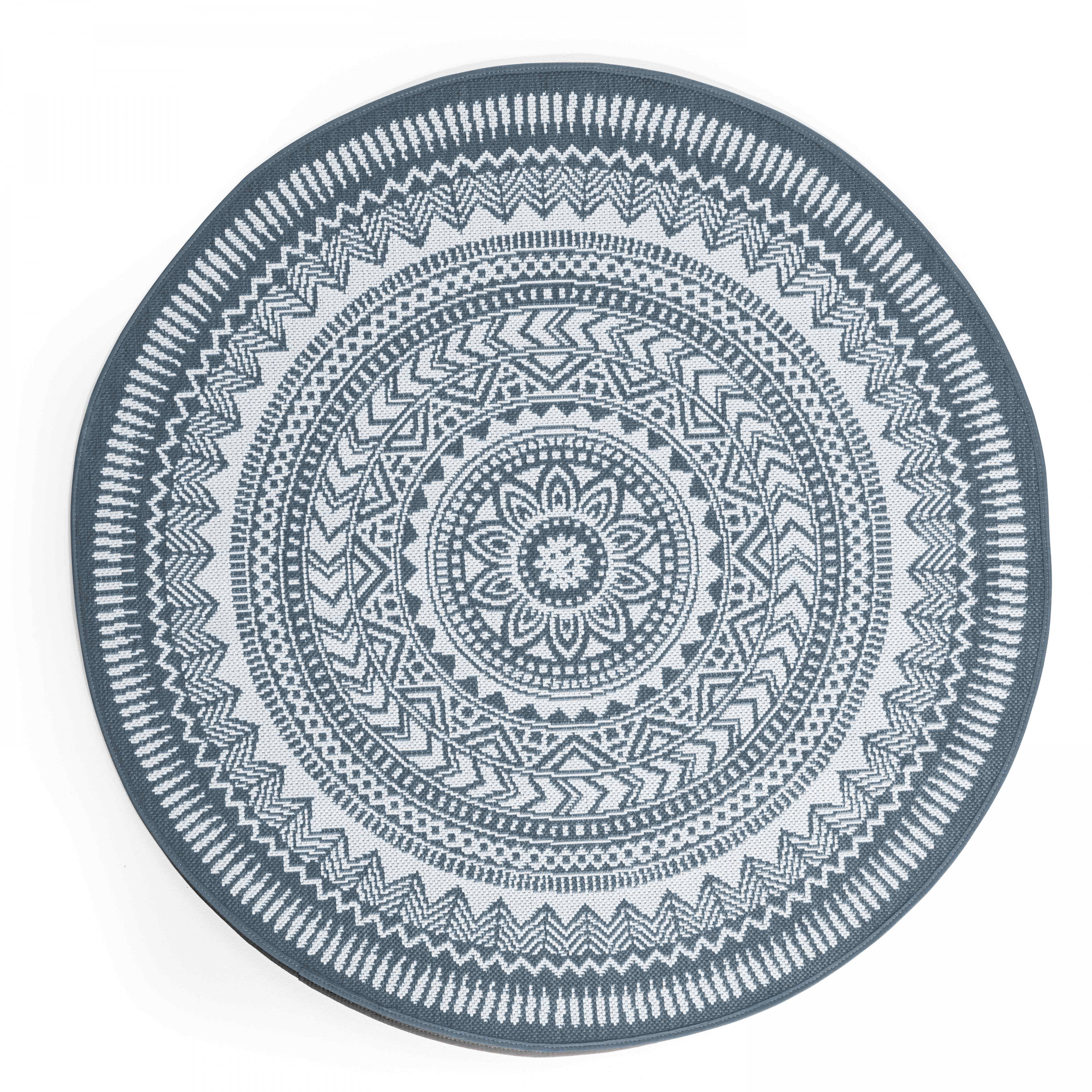 Oviala - Tapis rond polypropylène bleu 160cm Mandala - Oviala - Imagen 1