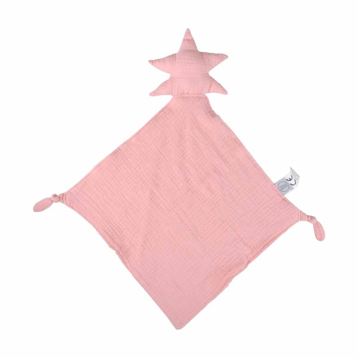Doudou Mouchoir Bébé "Étoile" 46cm Rose - Image 1