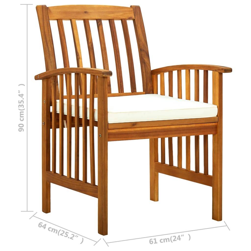 Chaise bois composite bois d'acacia avec finition huilée crème  61 x 64 x 90 cm  - p3 - Image 9