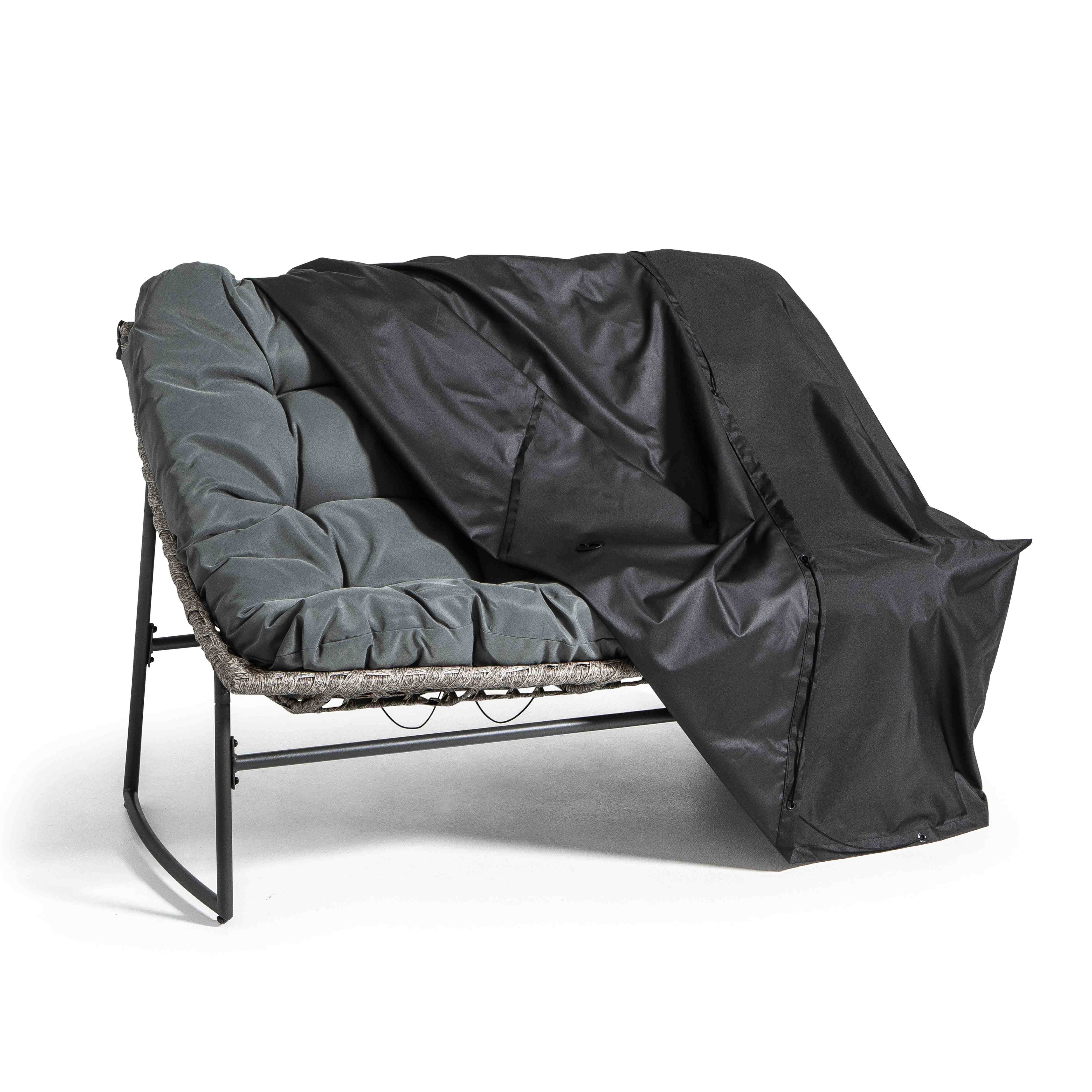 Oviala - Housse de canapé extérieur 2 personnes polyester noire Cov'Up - Oviala - Imagen 2