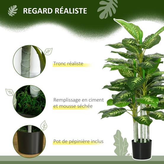 Plante Artificielle Calathea Plastique PE Décoration Intérieur 53 Feuilles 120cm Vert - ComfortXL Outdoor Living - Image 7