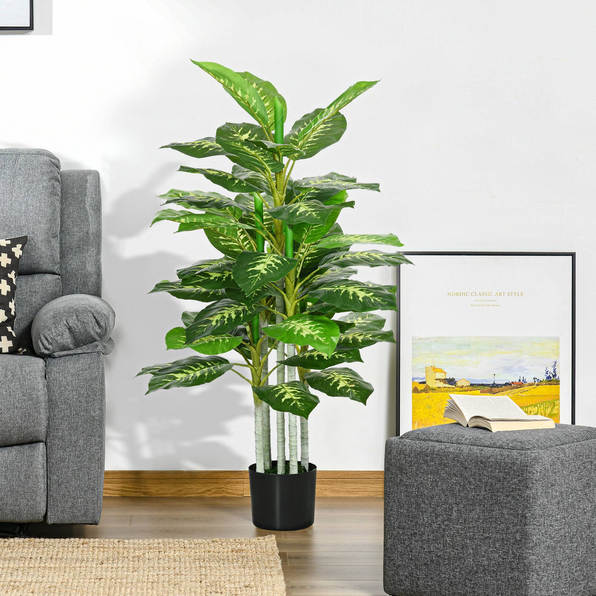 Plante Artificielle Calathea Plastique PE Décoration Intérieur 53 Feuilles 120cm Vert - ComfortXL Outdoor Living - Image 3