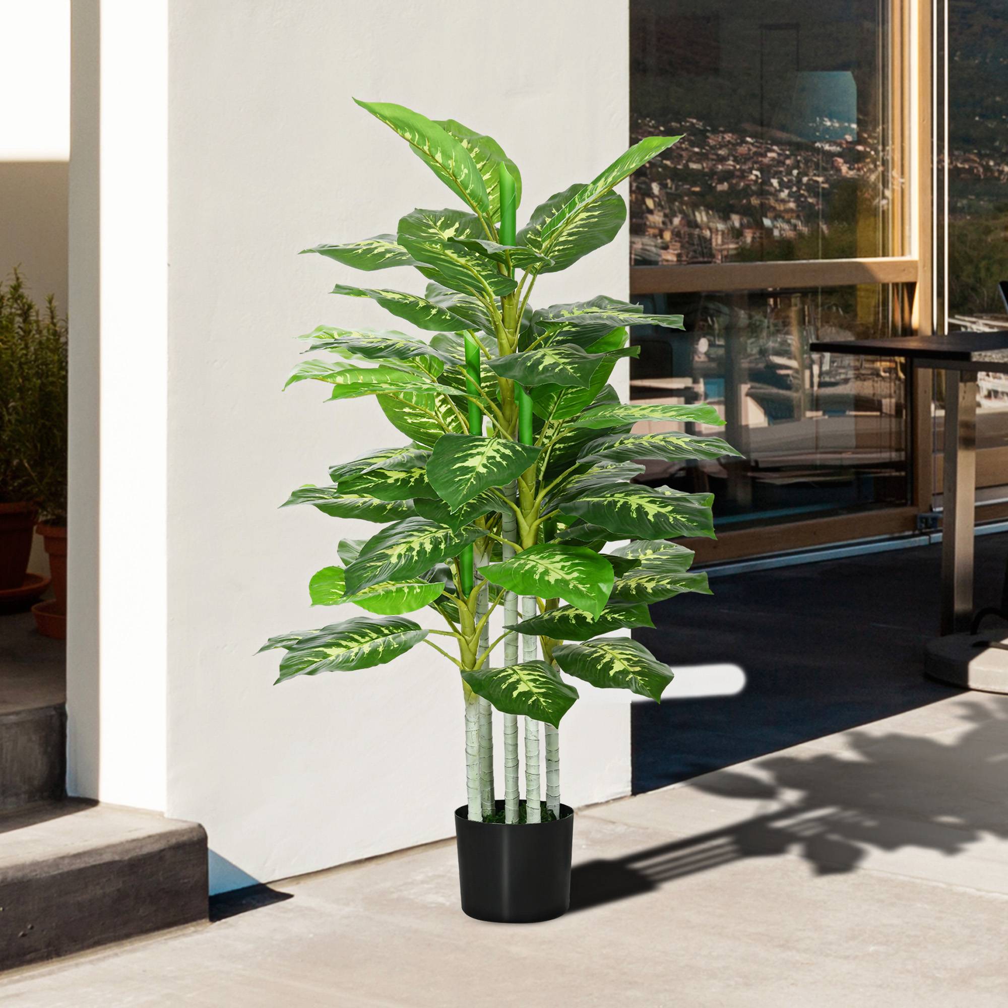 Plante Artificielle Calathea Plastique PE Décoration Intérieur 53 Feuilles 120cm Vert - ComfortXL Outdoor Living - Image 9