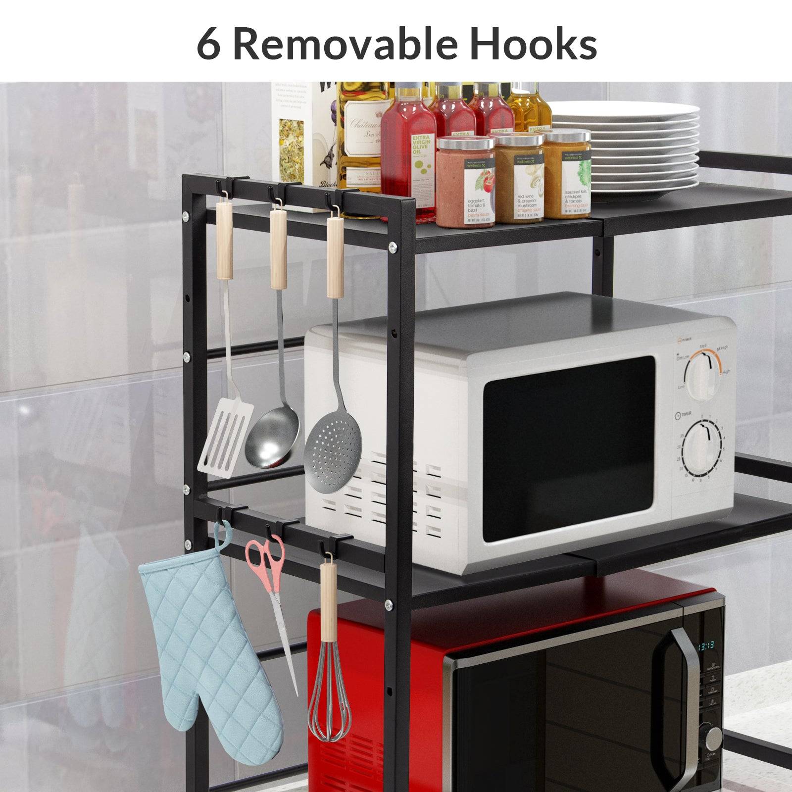 PIPIPOXER Support de four à micro-ondes extensible à 2 niveaux, meuble de cuisine pour