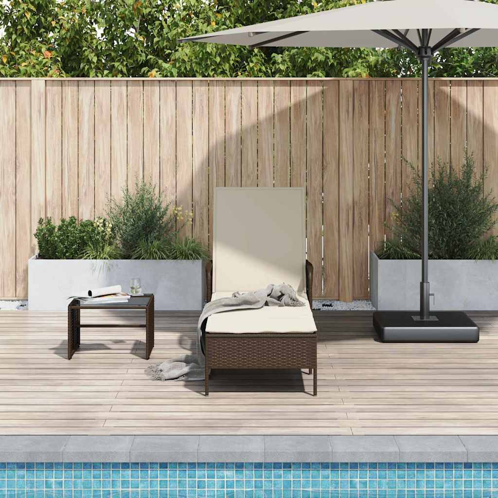 PANGIVO - Transat Polyrotin Marron et Crème Blanche 55 x 200 x 92 cm - PANGIVO - Image 1
