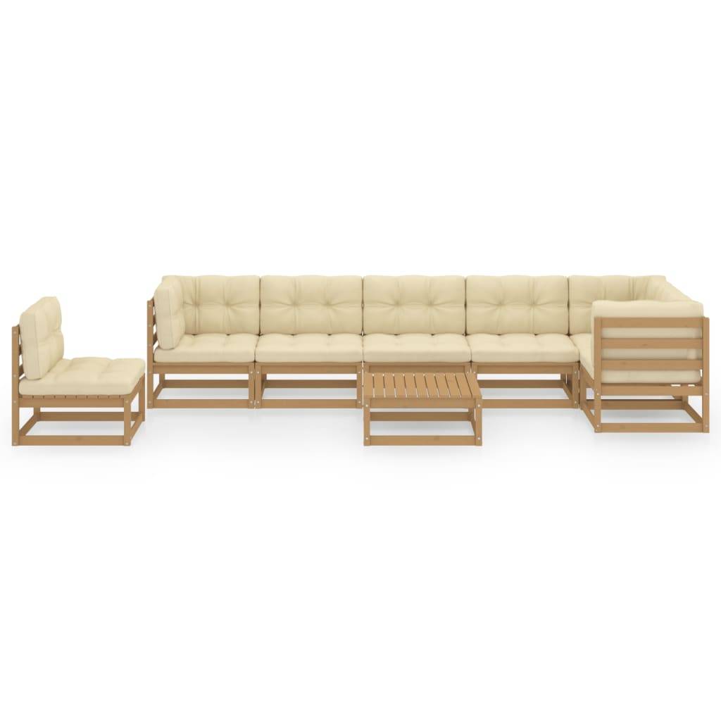 Helloshop26 - Salon de jardin meuble d'extérieur ensemble de mobilier 8 pièces avec coussins bois de pin massif - Imagen 2