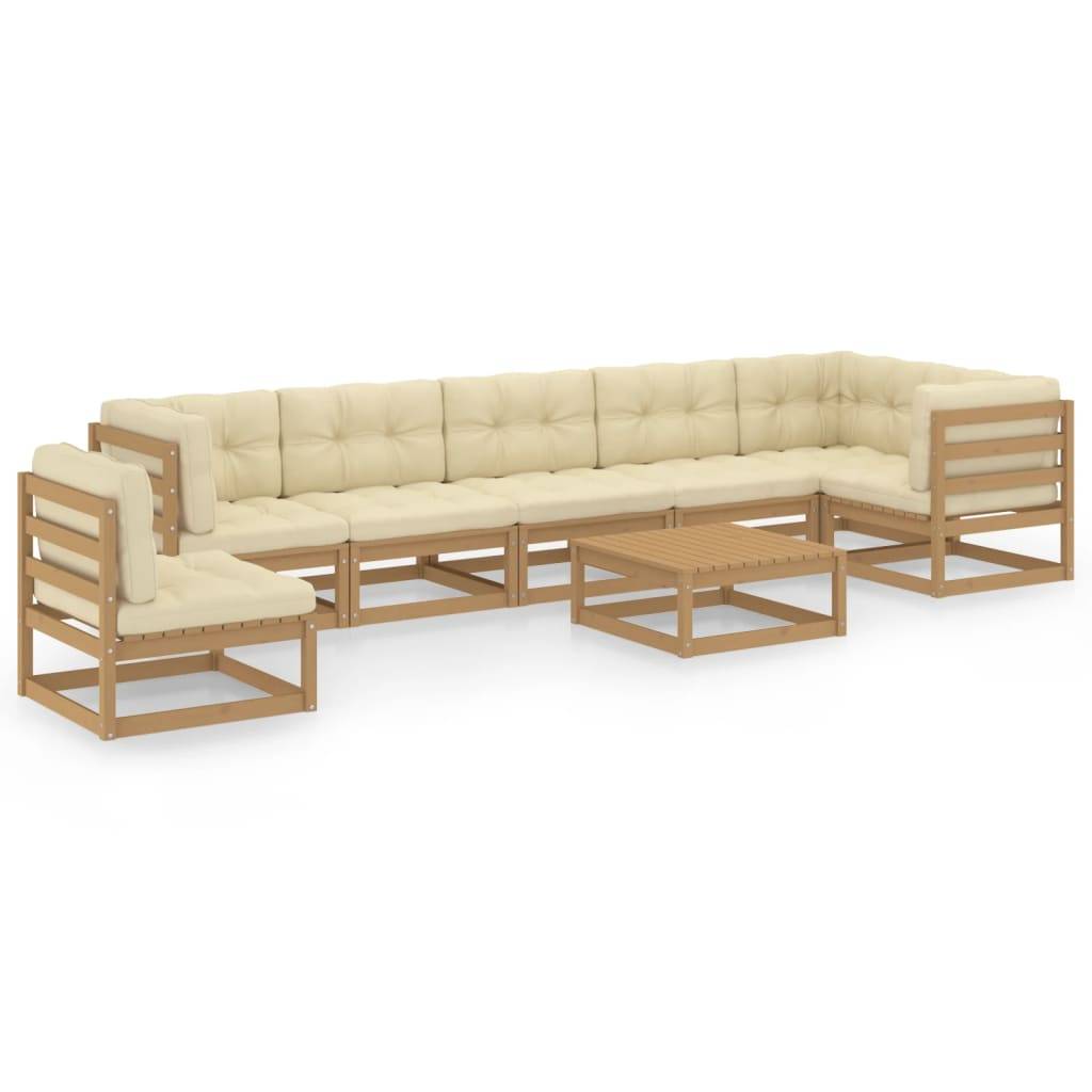 Helloshop26 - Salon de jardin meuble d'extérieur ensemble de mobilier 8 pièces avec coussins bois de pin massif - Imagen 1