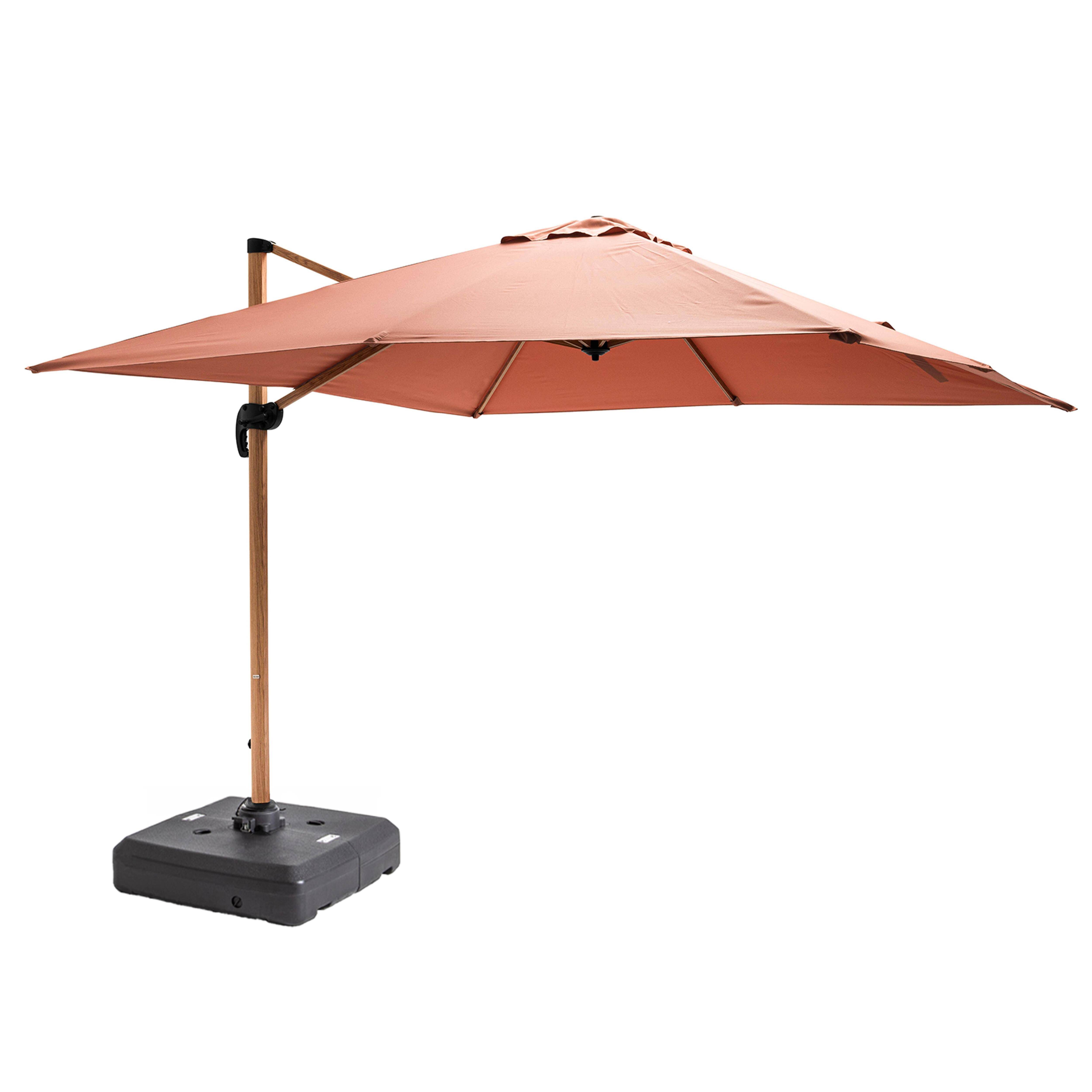 Oviala - Parasol déporté 3x3m et dalle à lester sur roues effet bois argile Brescia - Oviala - Imagen 1