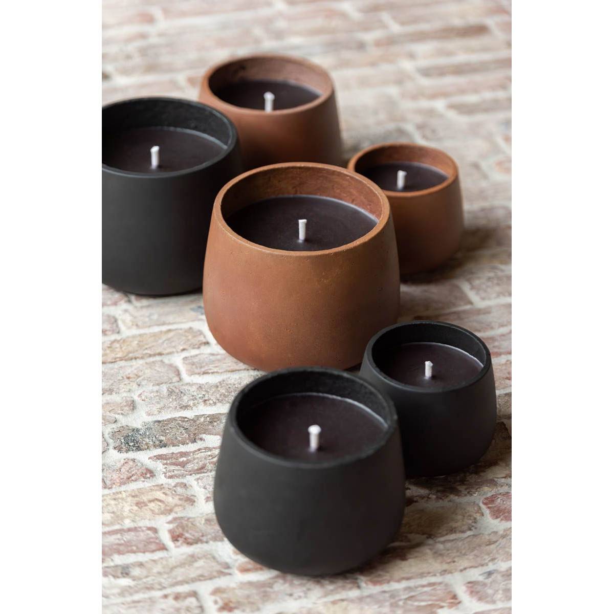 Bougie Extérieure Ciment "Brittney" 13cm Marron - Image 5