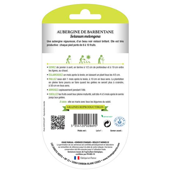 Graines aubergine de Barbentane BIO Les Doigts Verts - Image 1