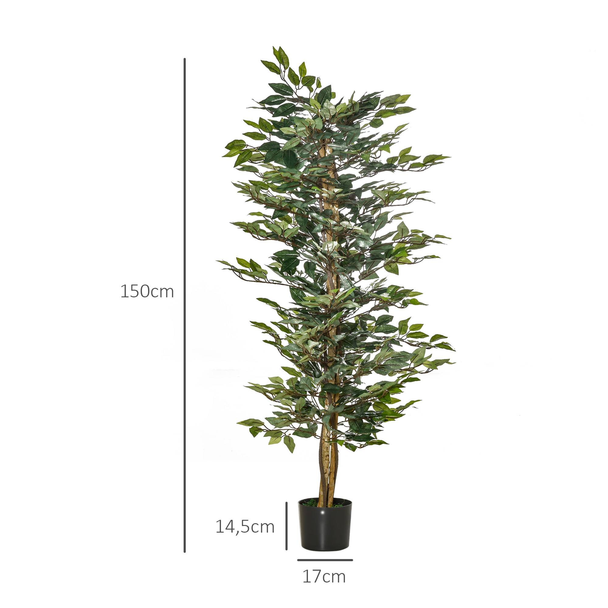 Grand faux ficus 150 cm, arbre artificiel, plante en pot, faux plante réaliste, salon chambre bureau jardin - Image 5