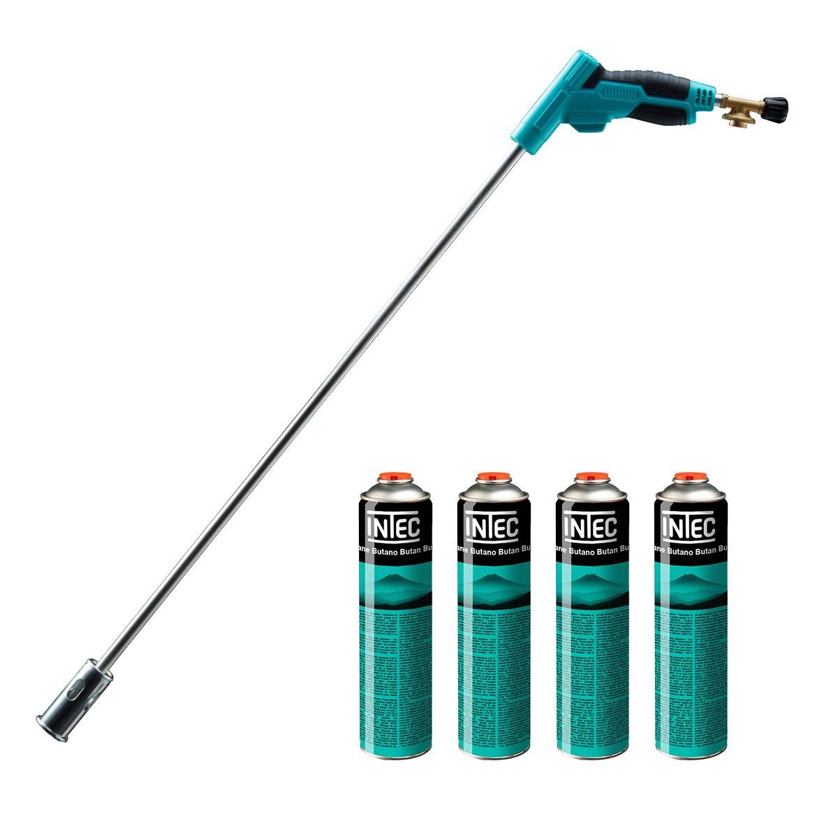 Intec - Désherbeur thermique Brule Herbes Allumage piezo + 4 cartouches 330gr + Adaptateur multi cartouches INTEC - Imagen 1