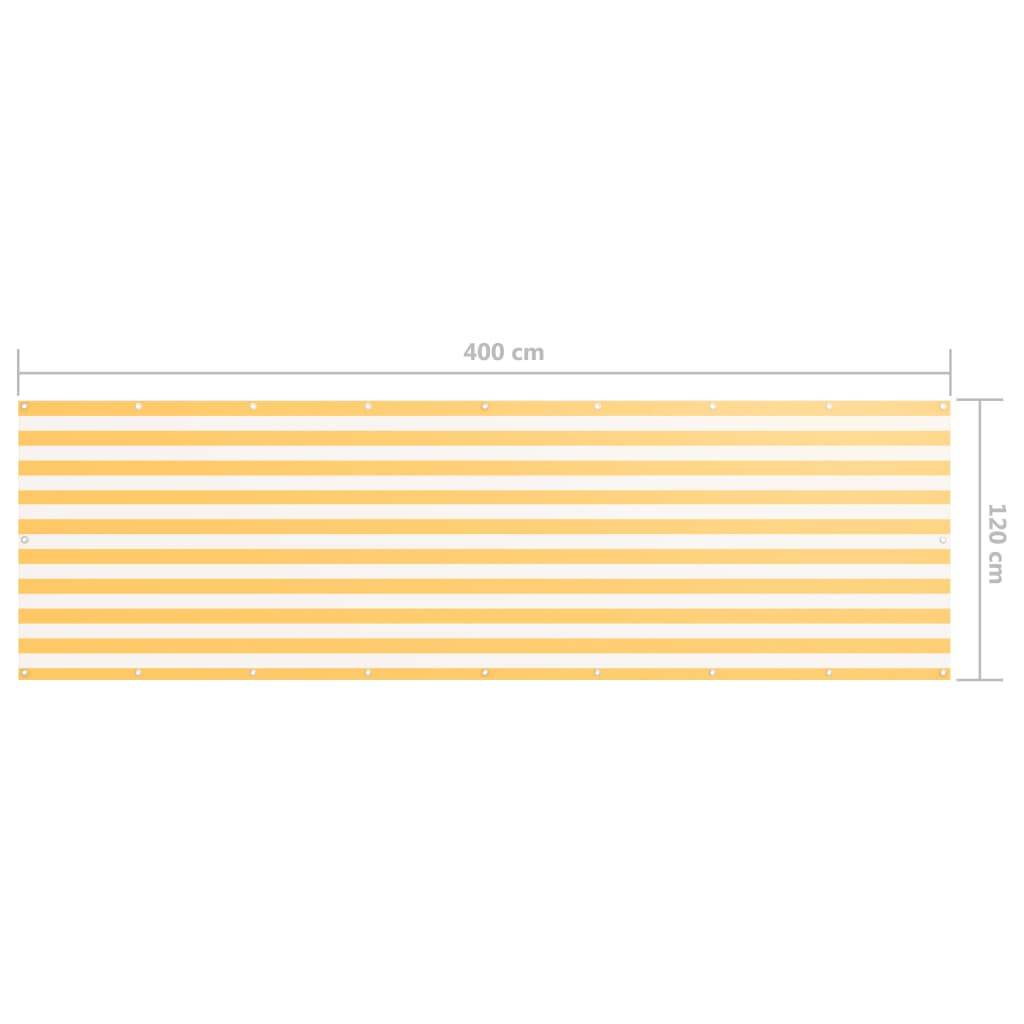 Helloshop26 - Écran de balcon brise pare vue protection confidentialité 120 x 400 cm tissu oxford blanc et jaune - Imagen 5
