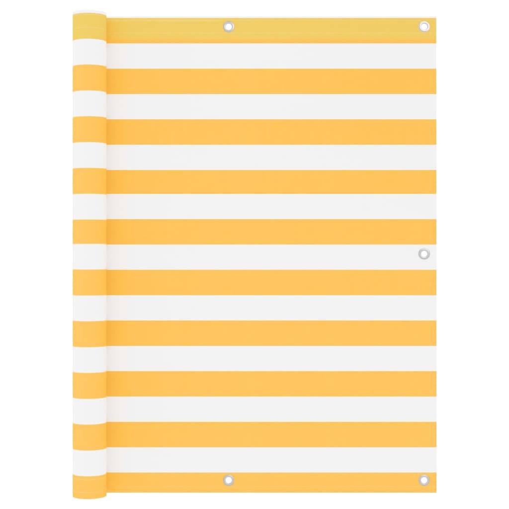 Helloshop26 - Écran de balcon brise pare vue protection confidentialité 120 x 400 cm tissu oxford blanc et jaune - Imagen 1
