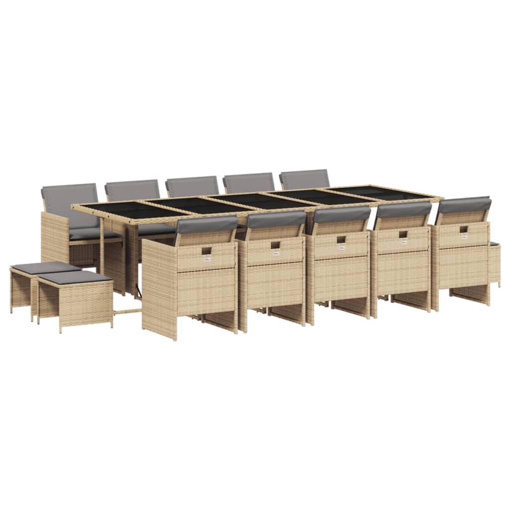 ComfortXL - Salon de Jardin Encastrable 14 Places Résine Tressée Plateau Verre Beige Mixte – ComfortXL Outdoor Living - Image 2