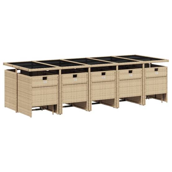 ComfortXL - Salon de Jardin Encastrable 14 Places Résine Tressée Plateau Verre Beige Mixte – ComfortXL Outdoor Living - Image 3