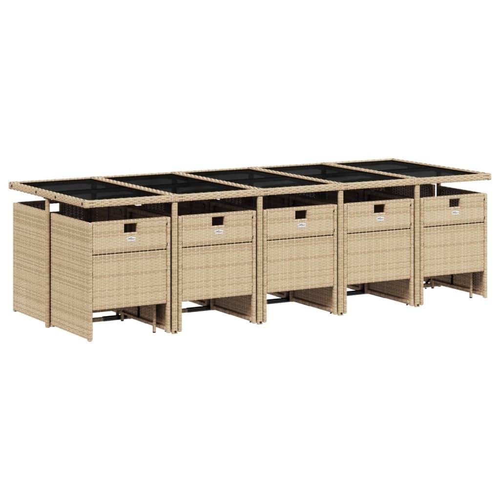 ComfortXL - Salon de Jardin Encastrable 14 Places Résine Tressée Plateau Verre Beige Mixte – ComfortXL Outdoor Living - Image 3