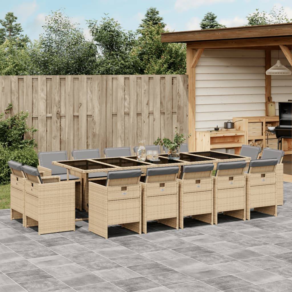 ComfortXL - Salon de Jardin Encastrable 14 Places Résine Tressée Plateau Verre Beige Mixte – ComfortXL Outdoor Living - Image 1
