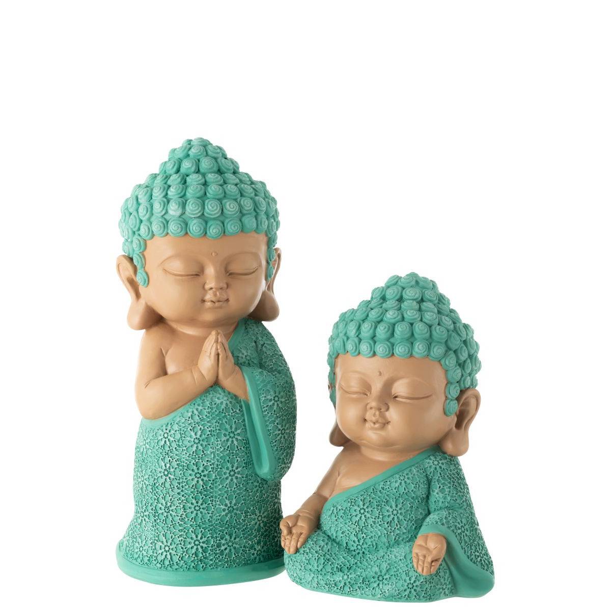 J-Line - Statuette Moine Zen "Toby" 19cm Bleu Azur - Image 4