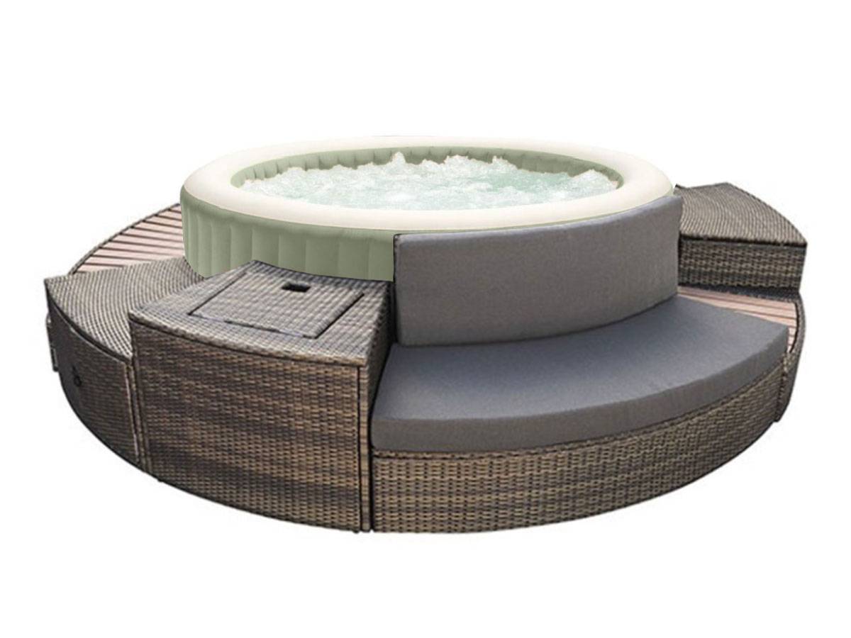 Pack spa gonflable Intex PureSpa Olive rond Bulles 6 places + Ensemble mobilier - Imagen 2