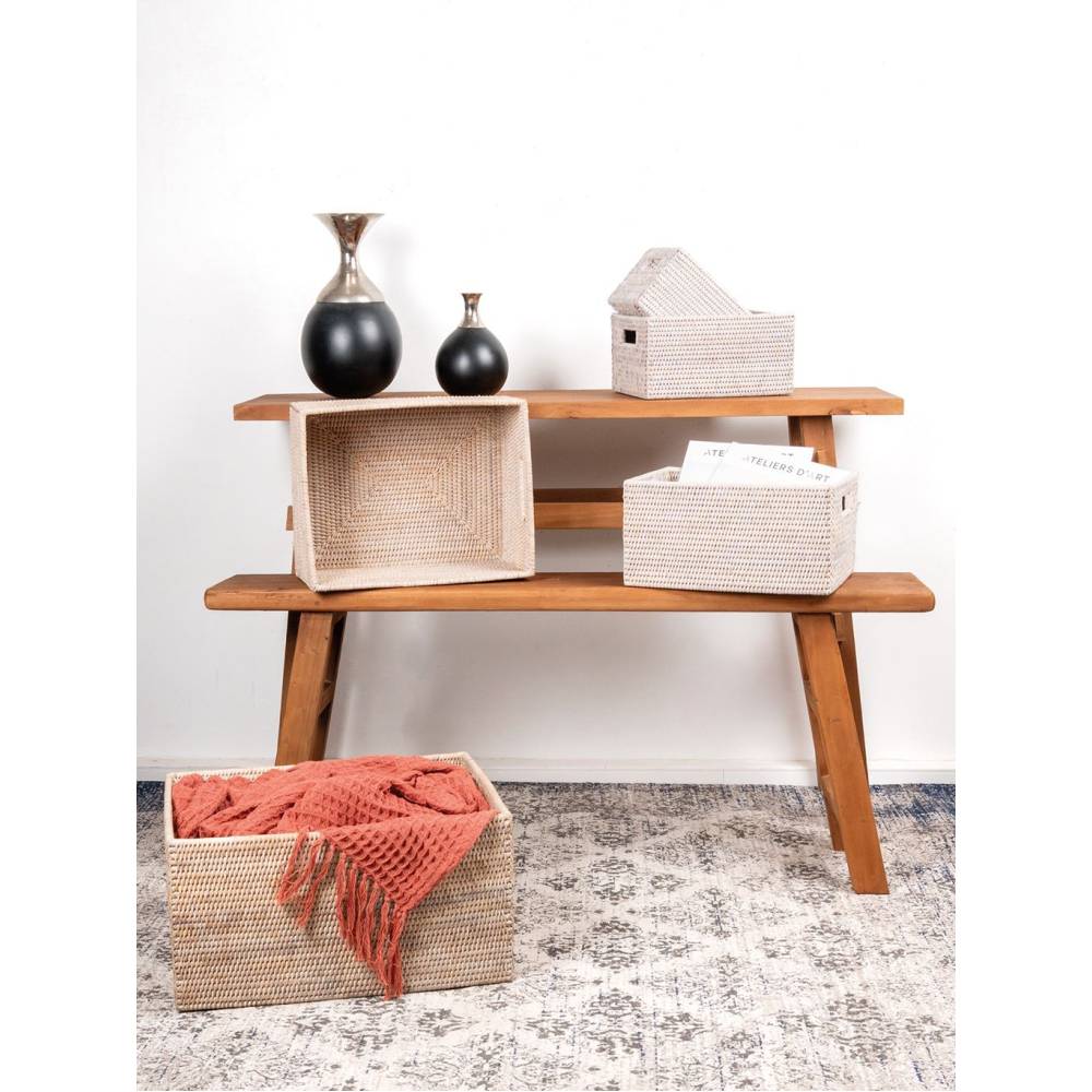 Aubry Gaspard - Corbeille rangement en rotin 48 x 36 x 25 cm - Imagen 2