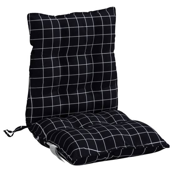 Lot de 2 Coussins d'extérieur - Coussins de chaise à dossier bas - Coussins de Siège pour intérieur et extérieur motif à carreaux noir - Image 5