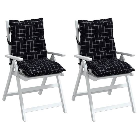 Lot de 2 Coussins d'extérieur - Coussins de chaise à dossier bas - Coussins de Siège pour intérieur et extérieur motif à carreaux noir - Image 4
