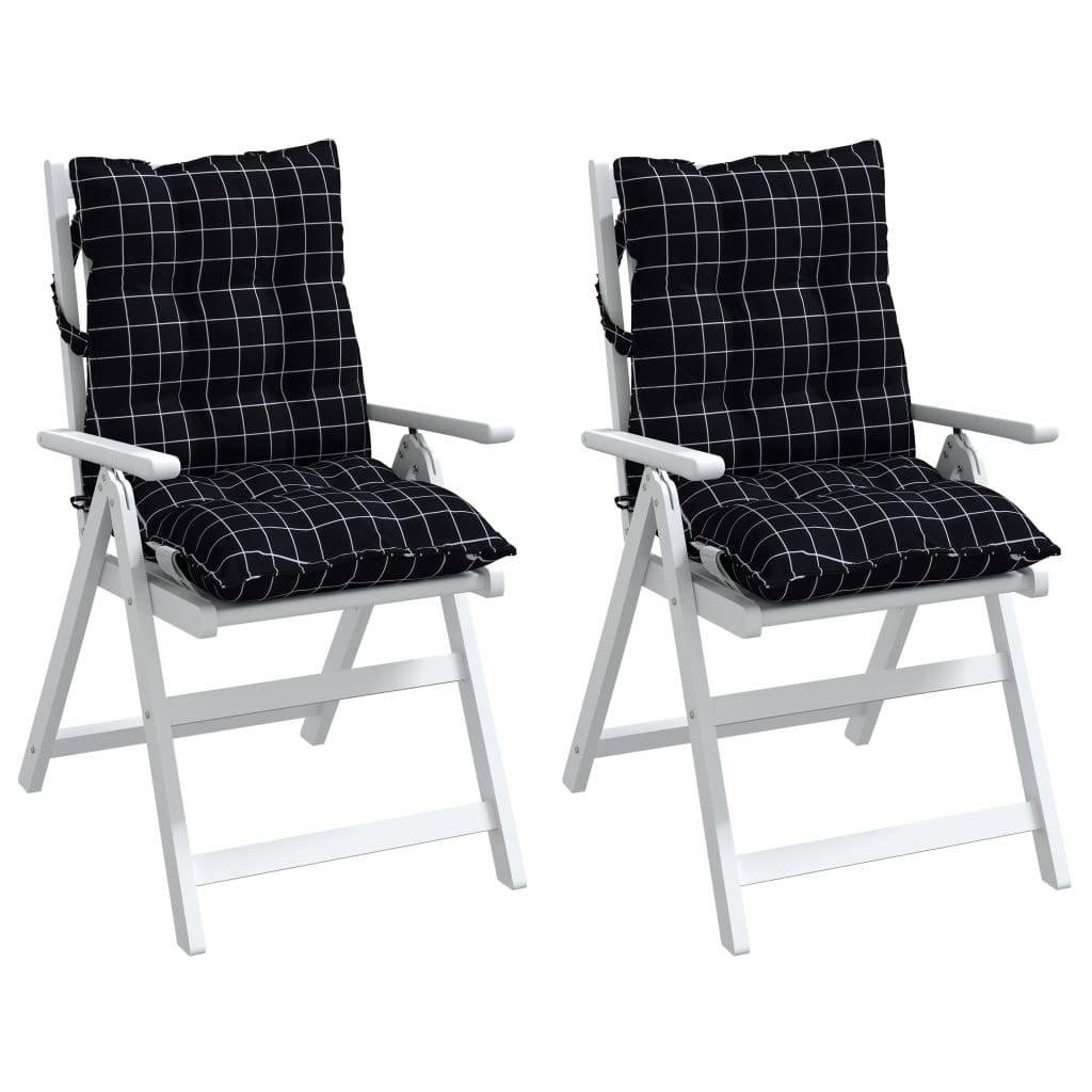 Lot de 2 Coussins d'extérieur - Coussins de chaise à dossier bas - Coussins de Siège pour intérieur et extérieur motif à carreaux noir - Image 4