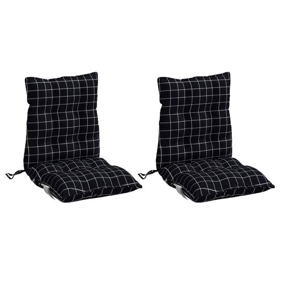 Lot de 2 Coussins d'extérieur - Coussins de chaise à dossier bas - Coussins de Siège pour intérieur et extérieur motif à carreaux noir - Image 3