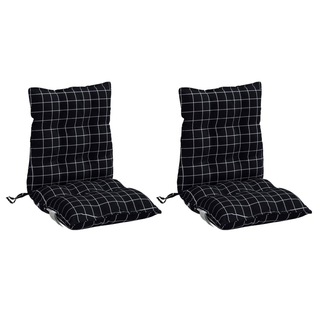 Lot de 2 Coussins d'extérieur - Coussins de chaise à dossier bas - Coussins de Siège pour intérieur et extérieur motif à carreaux noir - Image 3