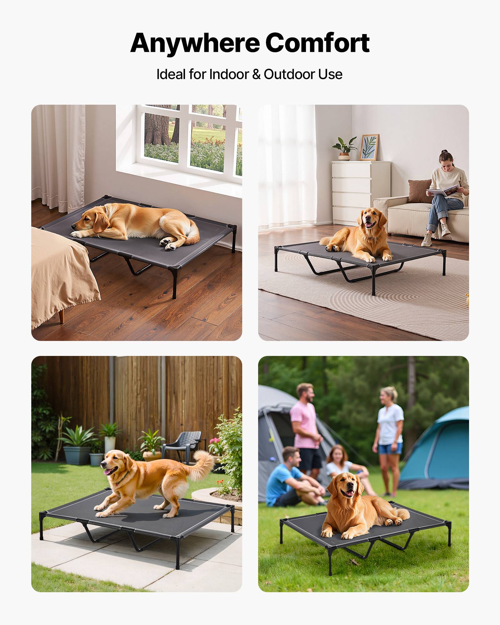Vevor - VEVOR Lit surélevé chien/chat XL, cadre acier, maille respirante, portable, intérieur/extérieur, gris. - Image 6