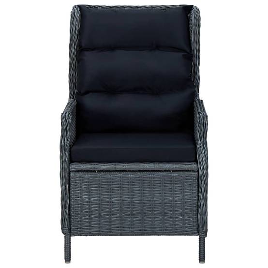 Chaise de jardin inclinable - Chaise d'extérieur - Fauteuil d'extérieur coussins Résine tressée Gris foncé - MEUBLE PRO - Image 1