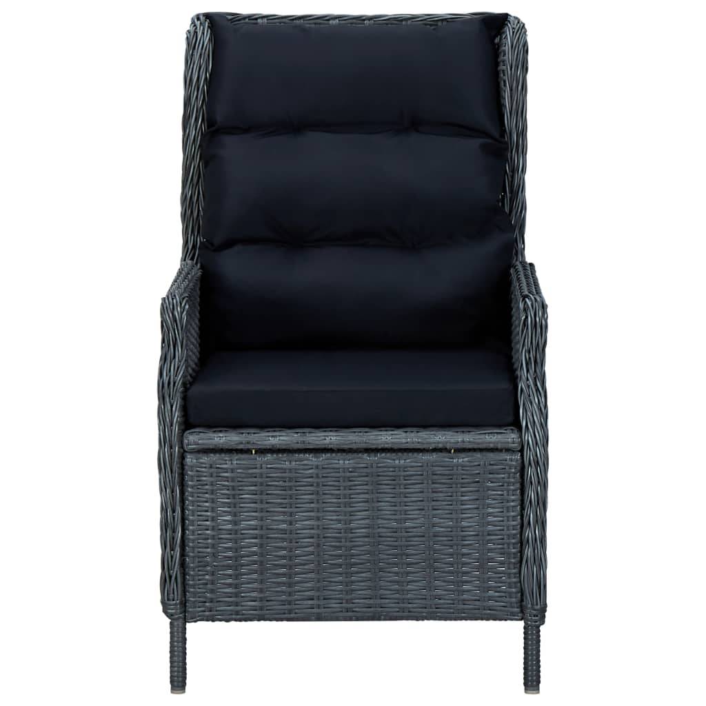 Chaise de jardin inclinable - Chaise d'extérieur - Fauteuil d'extérieur coussins Résine tressée Gris foncé - MEUBLE PRO - Image 1