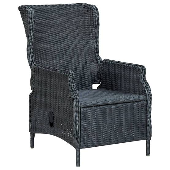 Chaise de jardin inclinable - Chaise d'extérieur - Fauteuil d'extérieur coussins Résine tressée Gris foncé - MEUBLE PRO - Image 3