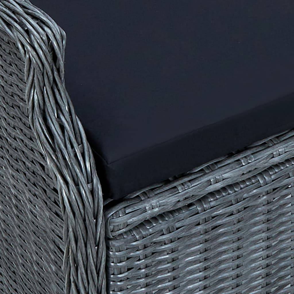 Chaise de jardin inclinable - Chaise d'extérieur - Fauteuil d'extérieur coussins Résine tressée Gris foncé - MEUBLE PRO - Image 6