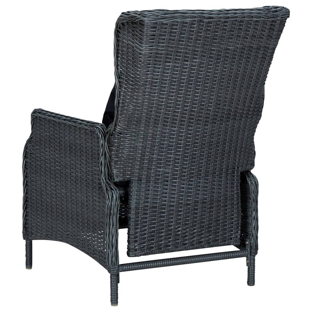 Chaise de jardin inclinable - Chaise d'extérieur - Fauteuil d'extérieur coussins Résine tressée Gris foncé - MEUBLE PRO - Image 4