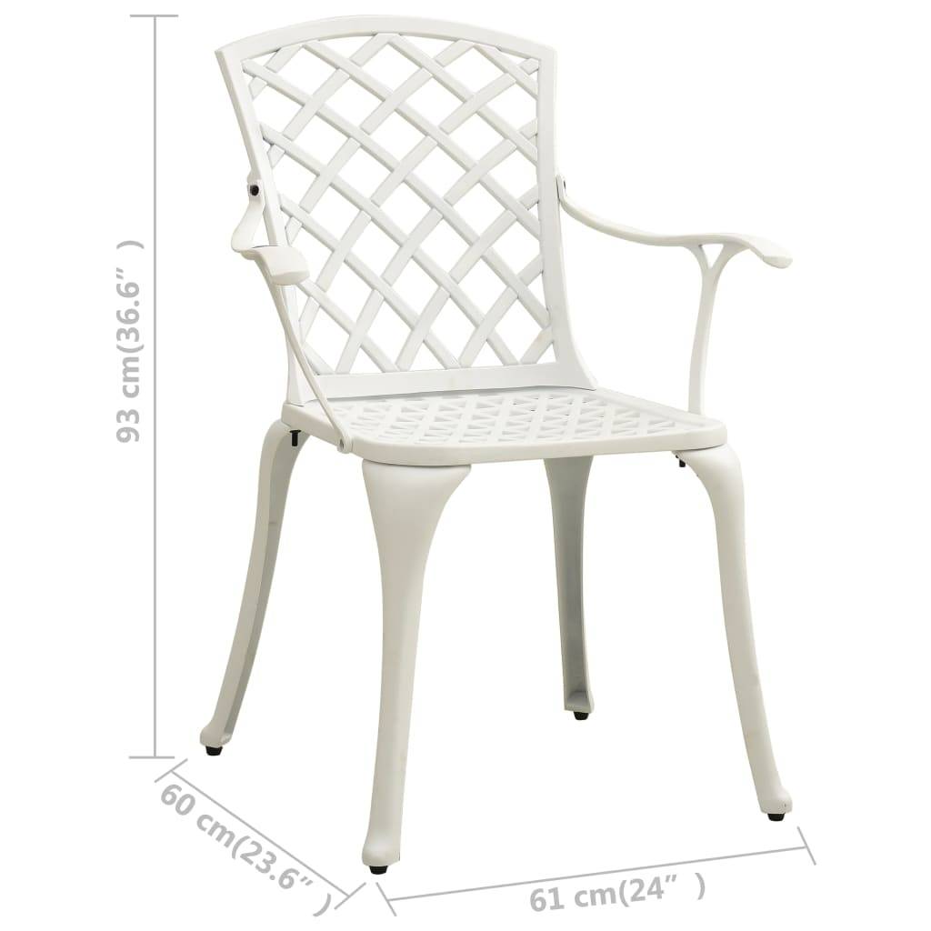 Ensemble de bistro jardin meuble extérieur terrasse 3 pièces aluminium coulé blanc - Imagen 7