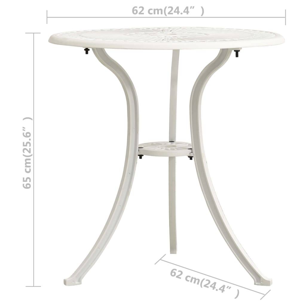 Ensemble de bistro jardin meuble extérieur terrasse 3 pièces aluminium coulé blanc - Imagen 8