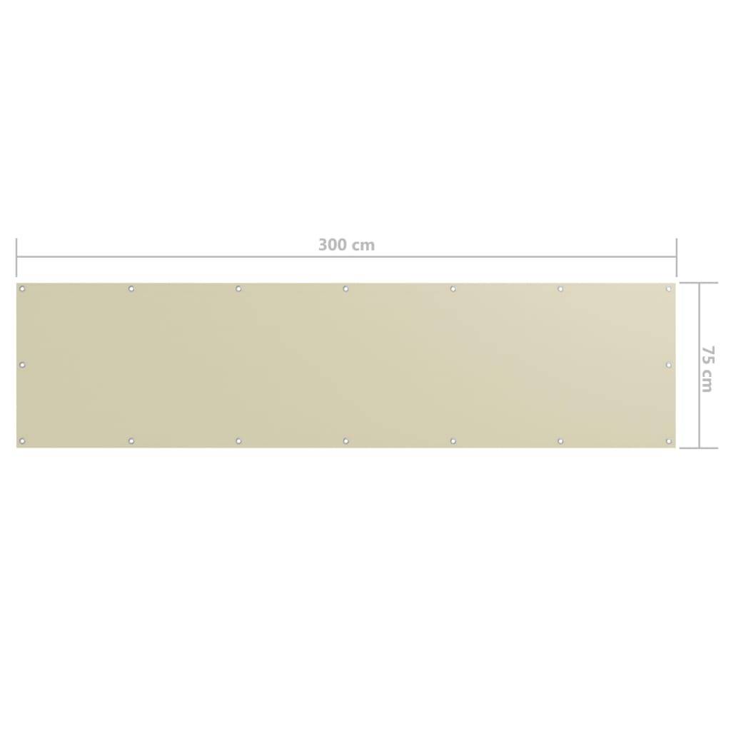 Helloshop26 - Écran de balcon brise pare vue protection confidentialité 75 x 300 cm tissu oxford crème - Imagen 5