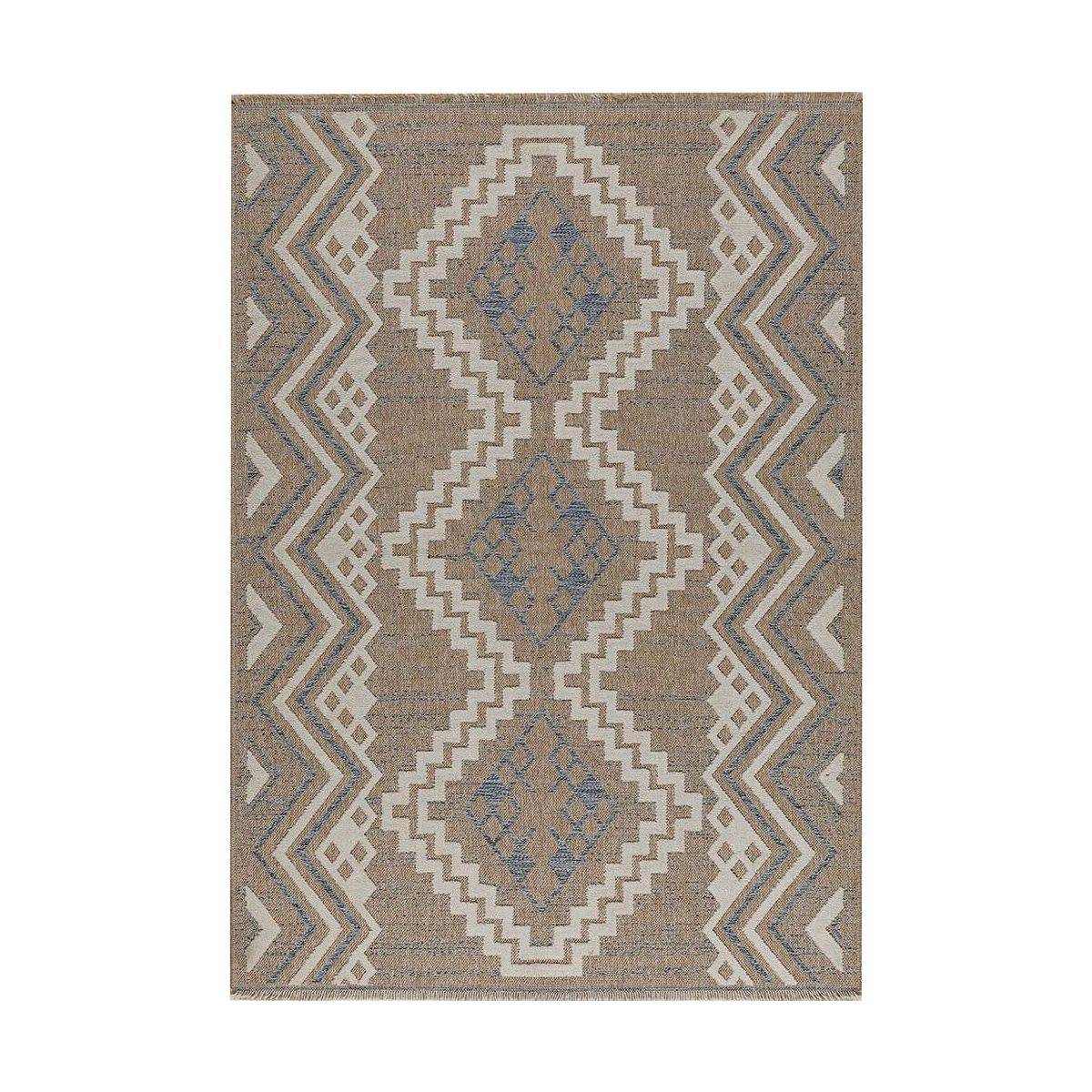 Jardindeco - Tapis intérieur extérieur aspect jute bleu Tijuana 9054 230 x 160 cm - Imagen 1