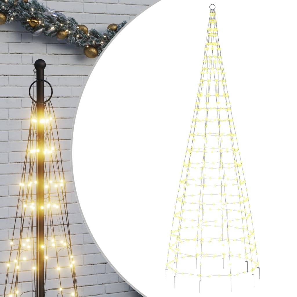 Sapin De Noël - Arbre de Noël lumineux sur mât de drapeau 550 LED blanc 300 cm - Image 1