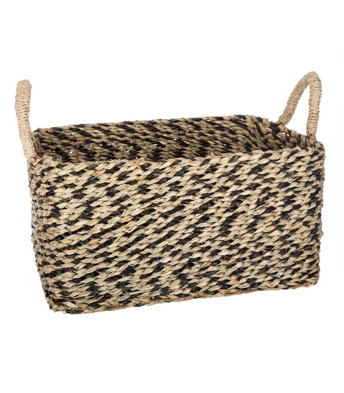Set de 3 Paniers de rangement rectangle en Osier Noir et Naturel - Imagen 4