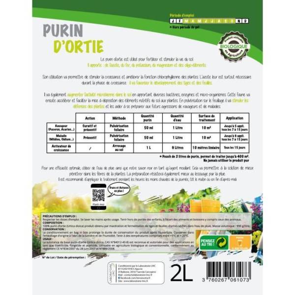 Terra Nostra Purin D'ortie - Pouch 2l Concentré - Préparation 100% Naturelle - Utilisable En Agriculture Biologique - Imagen 2
