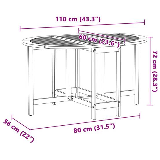 PANGIVO - Table de jardin pliable bois d'acacia massif marron 110 x 60 x 72 cm - PANGIVO - Image 8