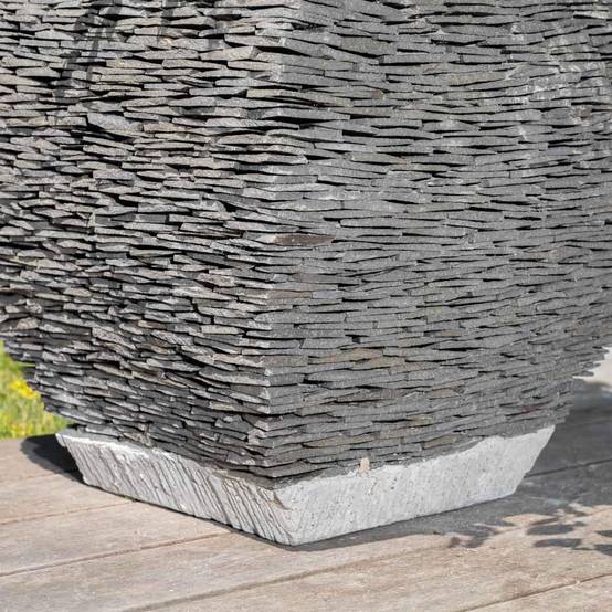 Pot bac jardinière galbé ardoise 50 cm jardin pierre naturelle - Image 4