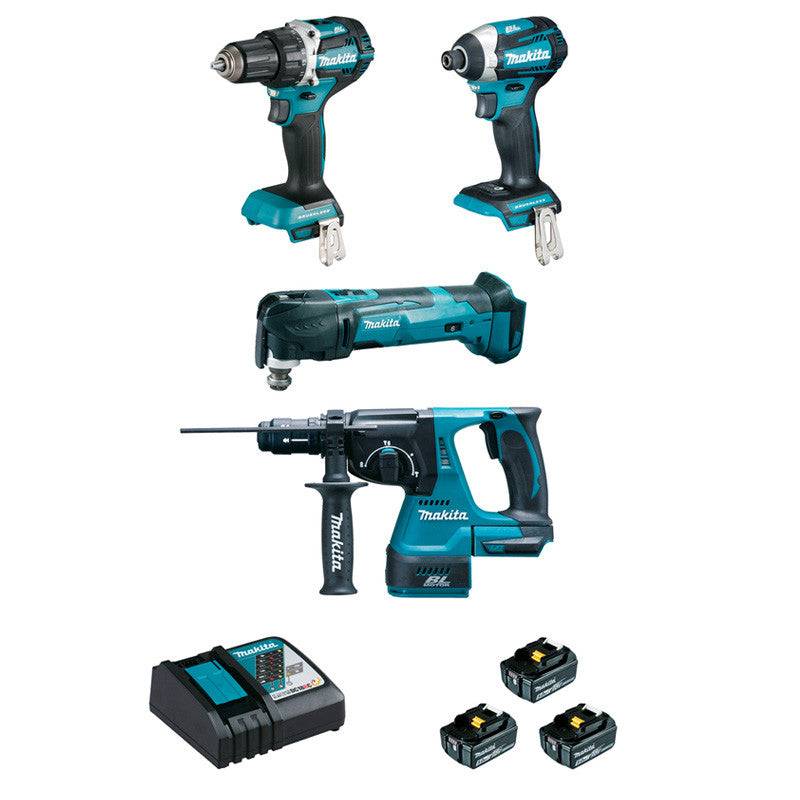 Makita - Ensemble de 4 Machines 18V Li-Ion MAKITA DLX4109TJ 5 Ah (DDF484 + DTD154 + DHR243 + DTM51) Makita - Imagen 1