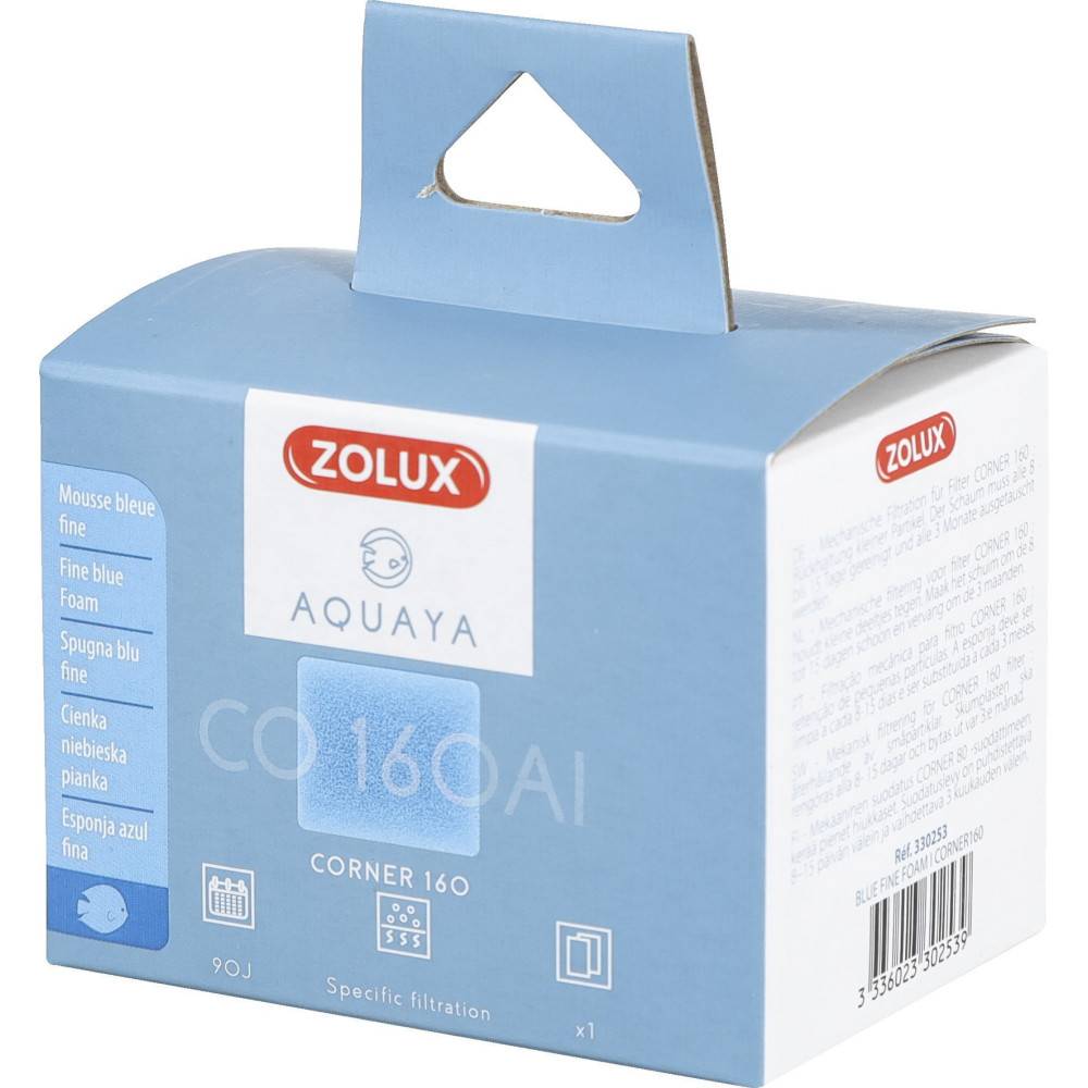 Zolux - Filtre pour pompe corner 160, filtre CO 160 Al mousse bleue fine x1. pour aquarium. - Imagen 2