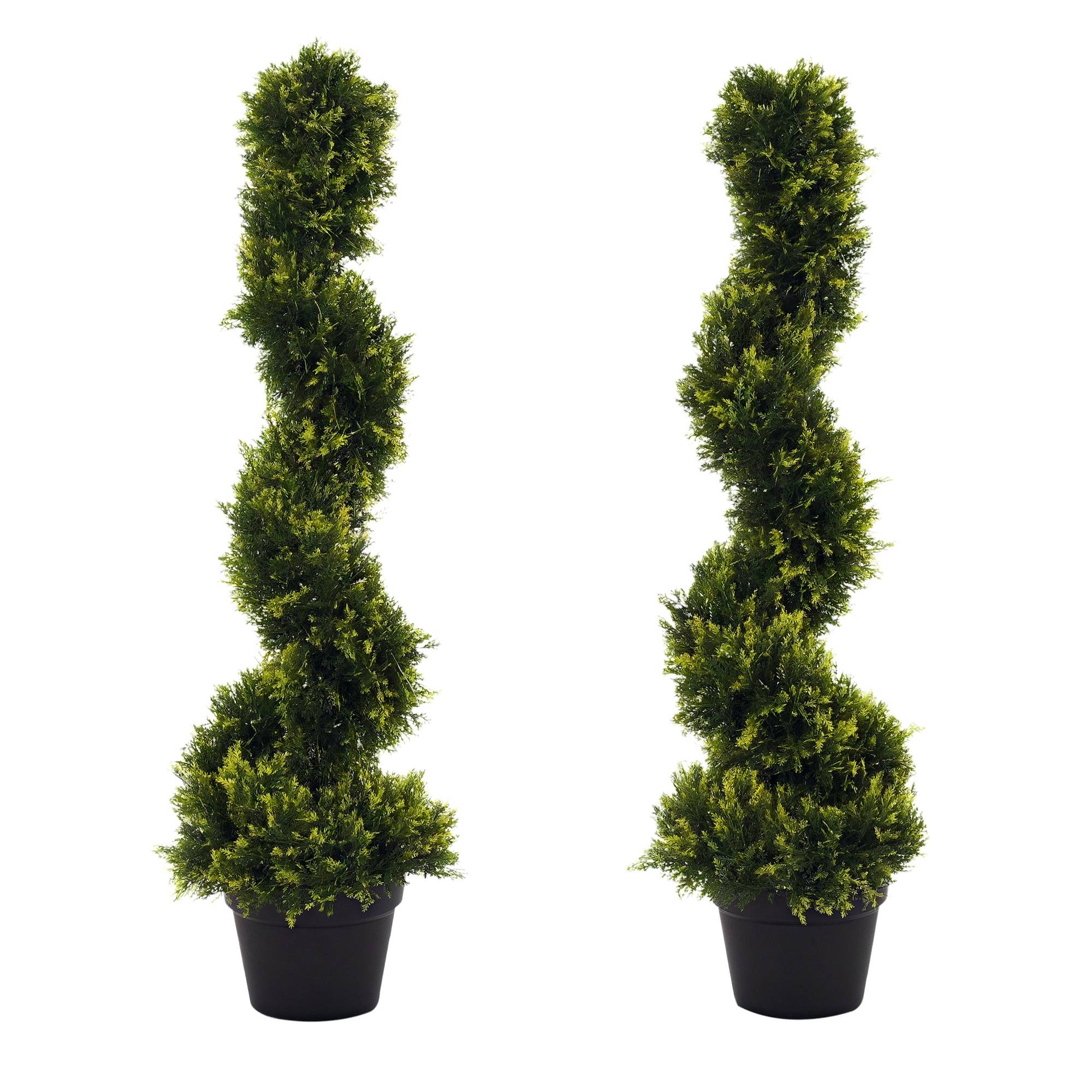 Plante spirale artificielle, cèdre spiralé en pot, 90cm, déco int/ext, vert - Image 1
